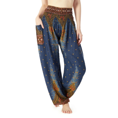 Yoga-Harembroek Medium Pauw blauw